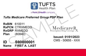 Tufts Health Plan Medicare Preferred PDP Member Card