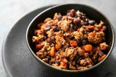 Turkey Black Bean Chili in a bowl image, for context only
