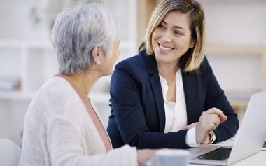 Senior woman meeting with her financial manager